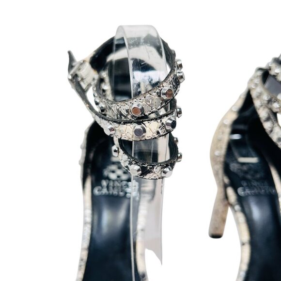 Vince Camuto Lorasha Size 7 Studded Snakeskin Heels Stiletto Party - Picture 5 of 11